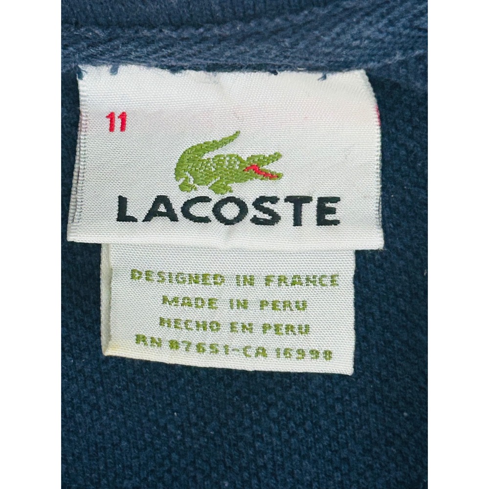 Vintage Lacoste Striped Polo Shirt Navy Blue Orange Made in Peru Size 11 XXXL - Picture 3 of 4